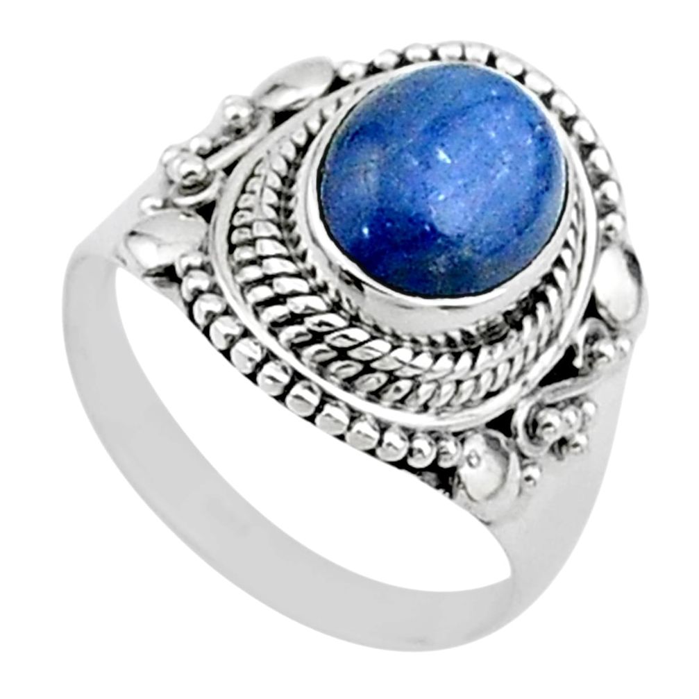 4.23cts solitaire natural blue kyanite 925 sterling silver ring size 8 t15453