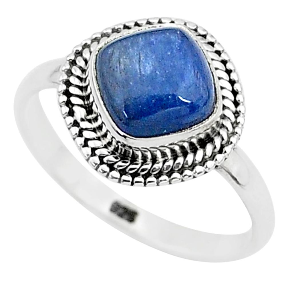 3.26cts solitaire natural blue kyanite 925 sterling silver ring size 8 t6066