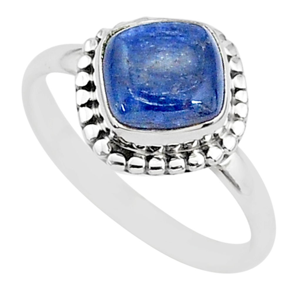 3.09cts solitaire natural blue kyanite 925 sterling silver ring size 8 t6070