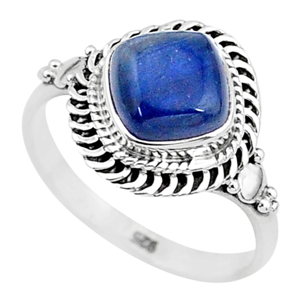 3.26cts solitaire natural blue kyanite 925 sterling silver ring size 8 t6077