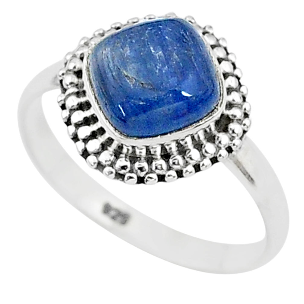 2.61cts solitaire natural blue kyanite 925 sterling silver ring size 8 t6100