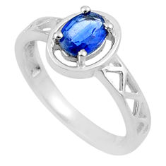 1.58cts solitaire natural blue kyanite 925 sterling silver ring size 8 u20129