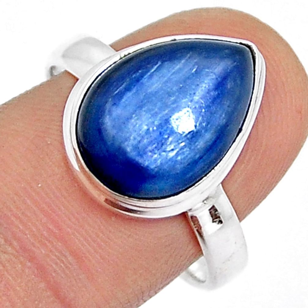 6.31cts solitaire natural blue kyanite 925 sterling silver ring size 8 y4164