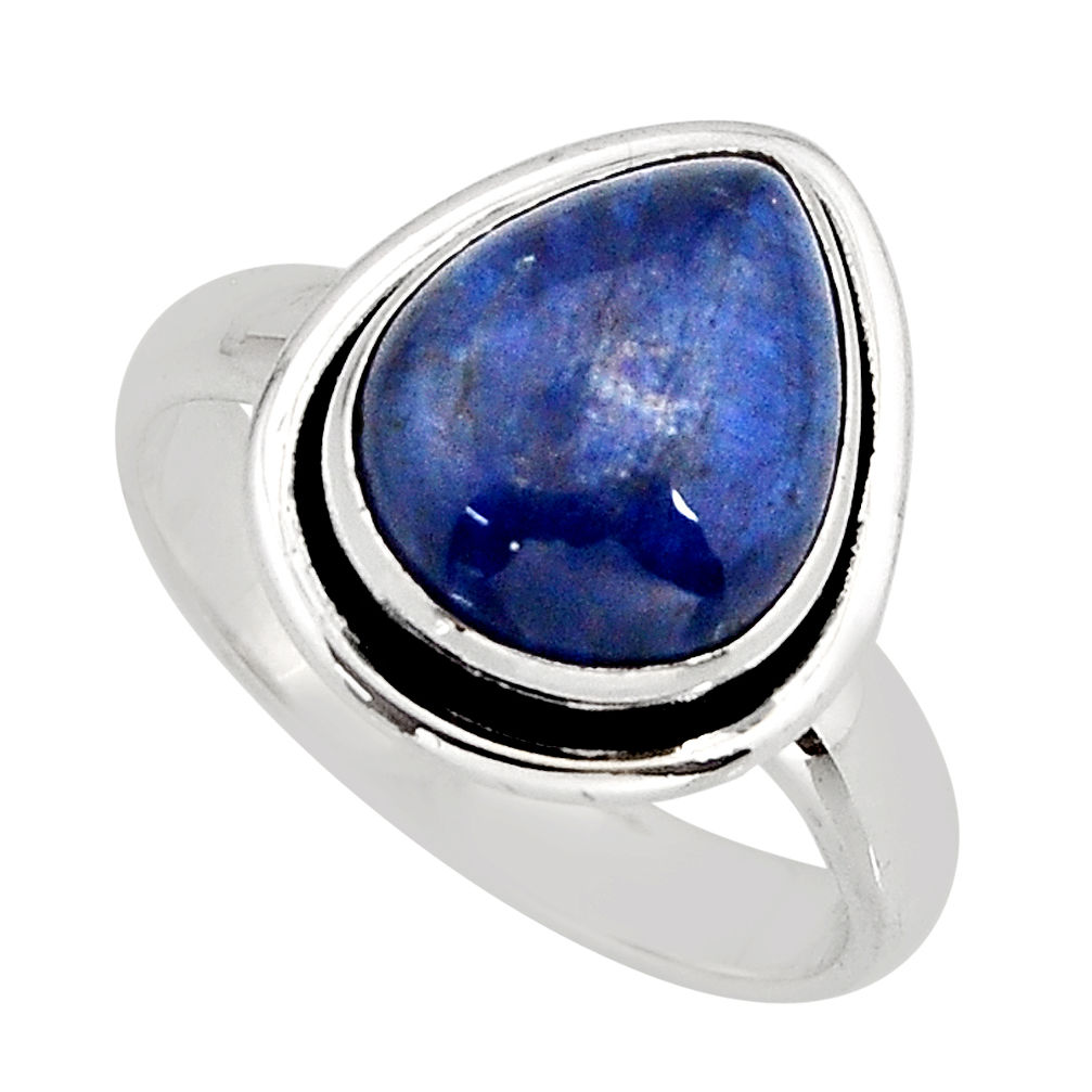 5.50cts solitaire natural blue kyanite 925 sterling silver ring size 8 y75798