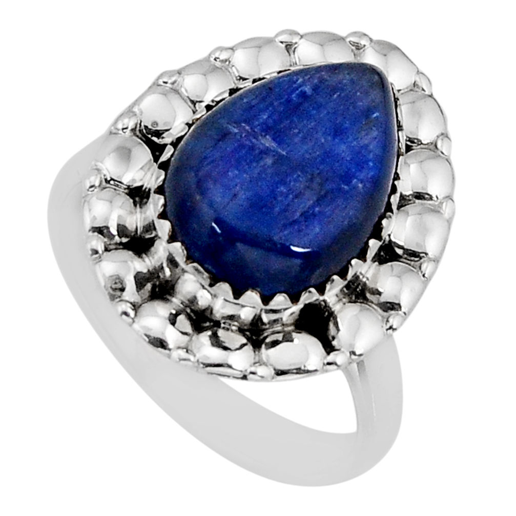 6.74cts solitaire natural blue kyanite 925 sterling silver ring size 8 y76162