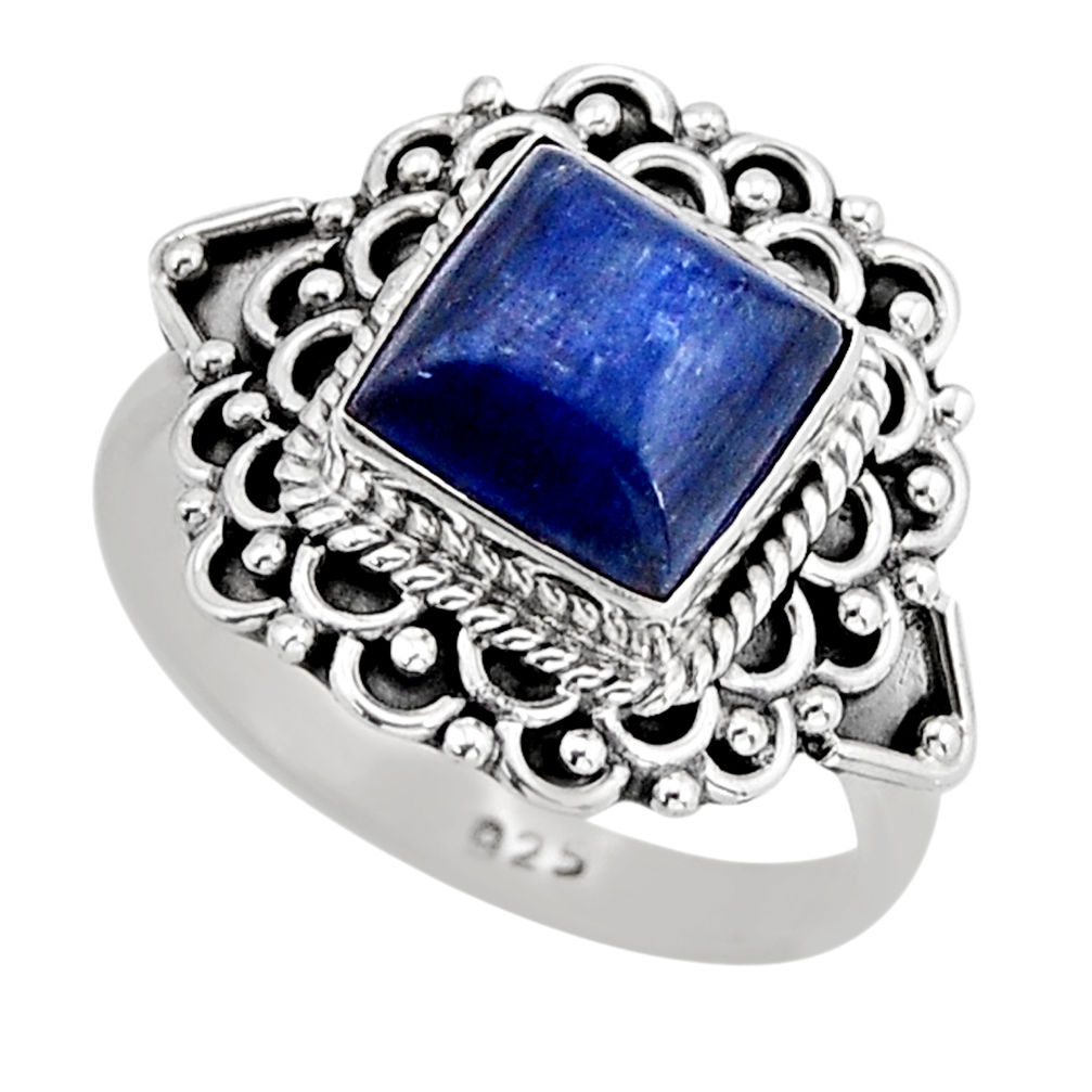 3.28cts solitaire natural blue kyanite 925 sterling silver ring size 8 y78111
