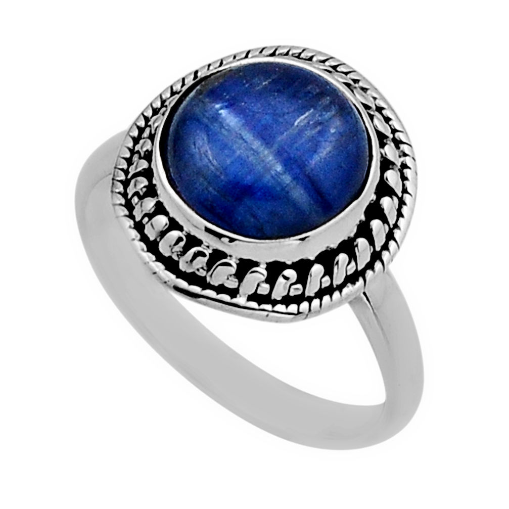 4.93cts solitaire natural blue kyanite 925 sterling silver ring size 8 y82290