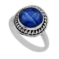 4.93cts solitaire natural blue kyanite 925 sterling silver ring size 8 y82290