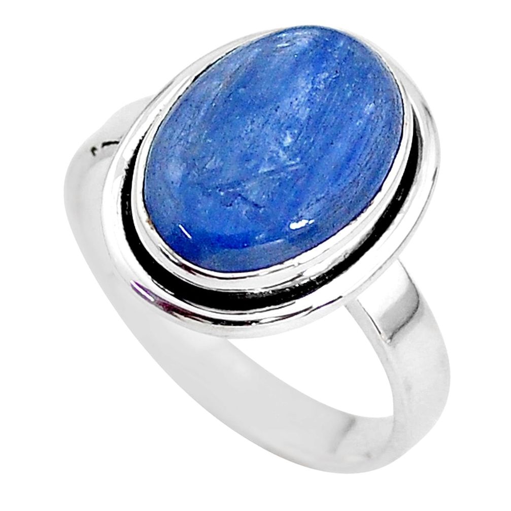 6.31cts solitaire natural blue kyanite 925 sterling silver ring size 9 t2443