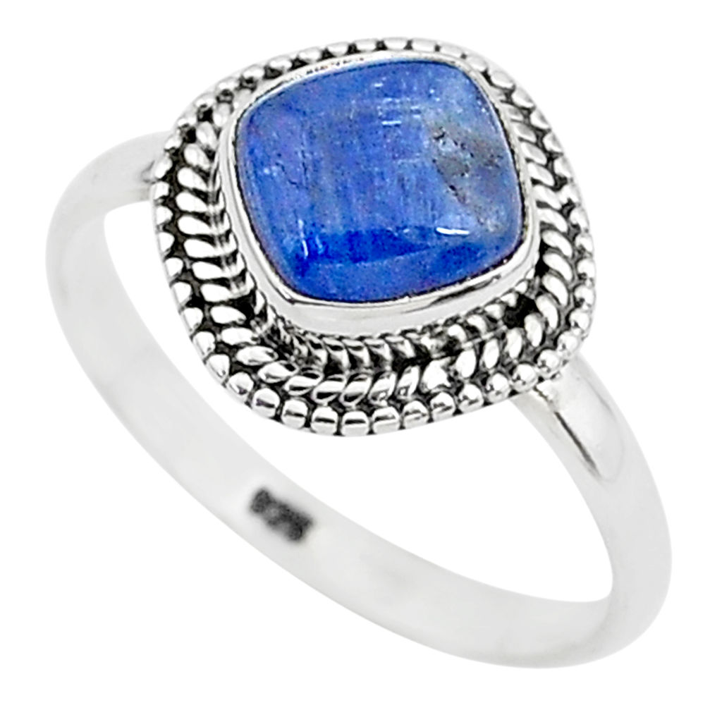 3.26cts solitaire natural blue kyanite 925 sterling silver ring size 9 t6064