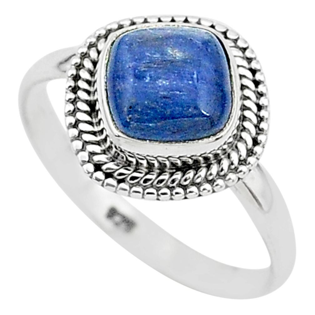 3.30cts solitaire natural blue kyanite 925 sterling silver ring size 9 t6092