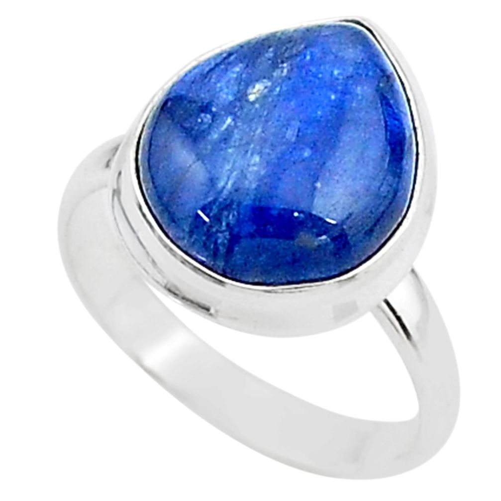 8.45cts solitaire natural blue kyanite 925 sterling silver ring size 8.5 t15446