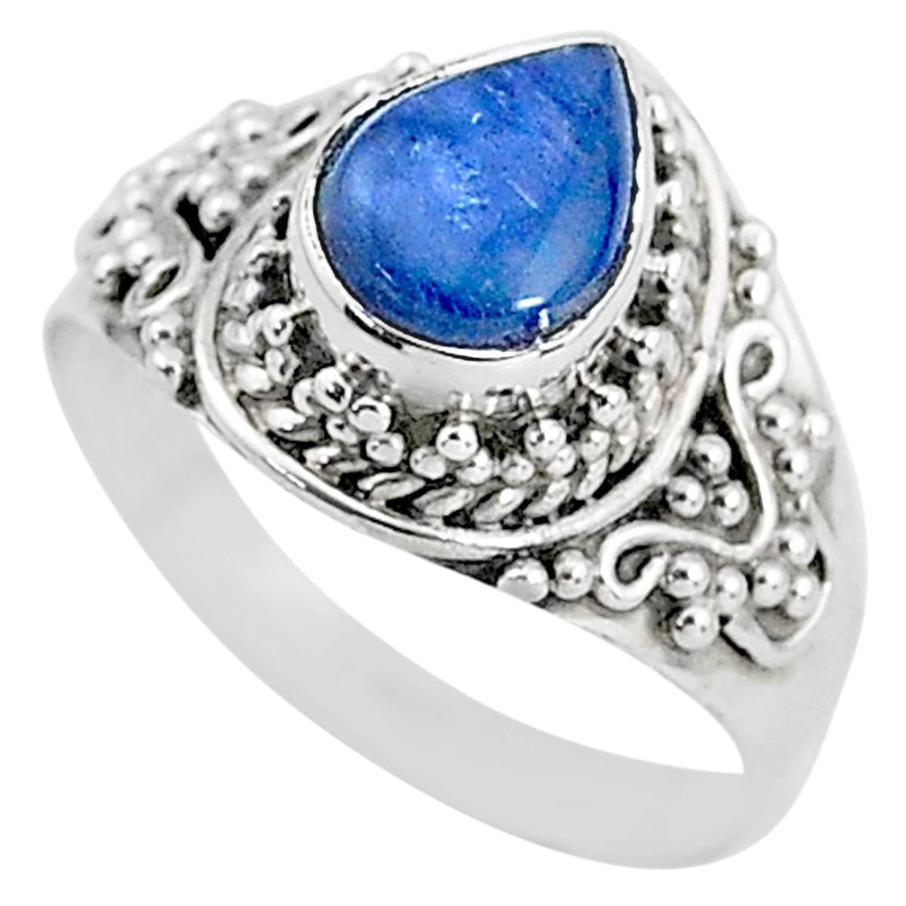 2.22cts solitaire natural blue kyanite 925 sterling silver ring size 6.5 t2226
