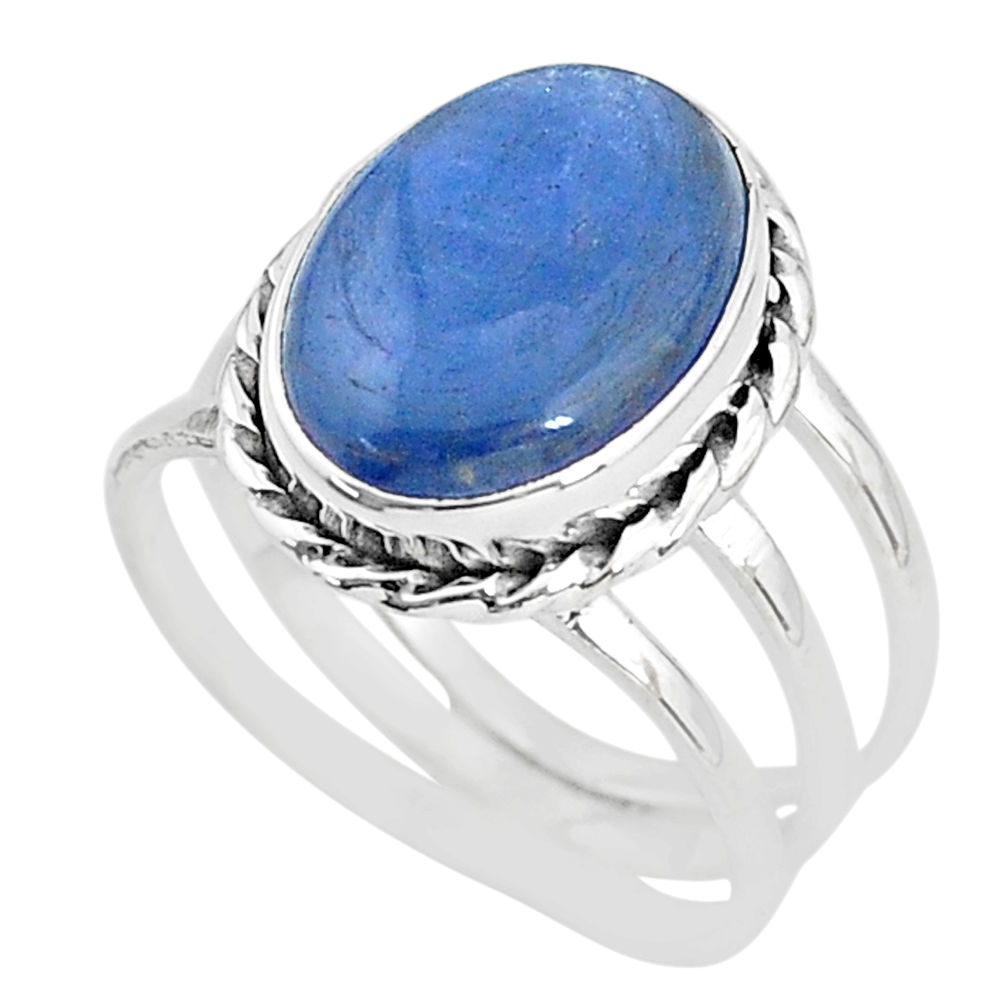 6.04cts solitaire natural blue kyanite 925 sterling silver ring size 7.5 t2422