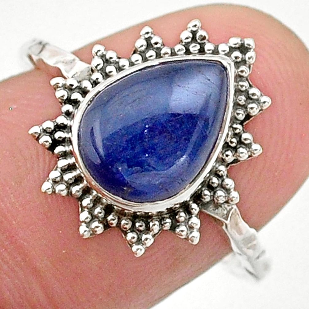 2.44cts solitaire natural blue kyanite 925 sterling silver ring size 7.5 t25329