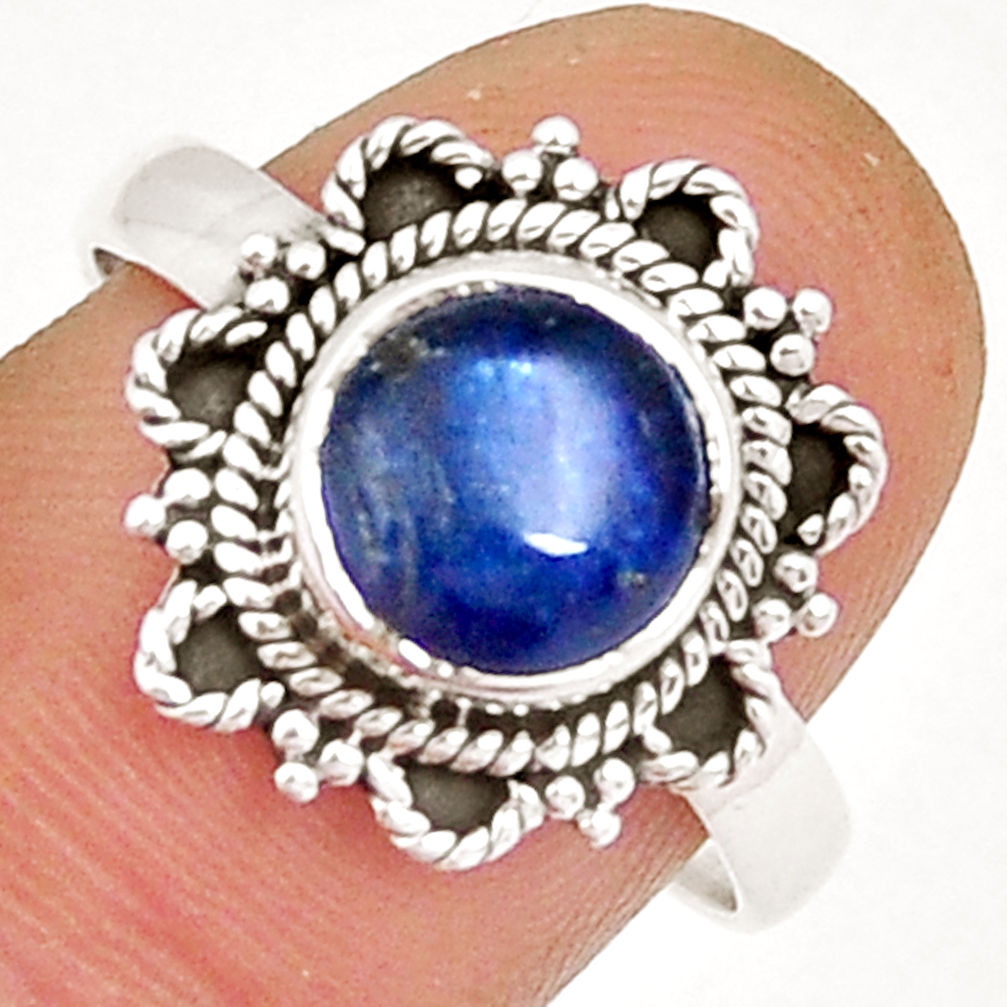 3.30cts solitaire natural blue kyanite 925 sterling silver ring size 8.5 y4182