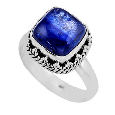 5.62cts solitaire natural blue kyanite 925 sterling silver ring size 7.5 y64073
