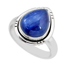 5.33cts solitaire natural blue kyanite 925 sterling silver ring size 6.5 y64673