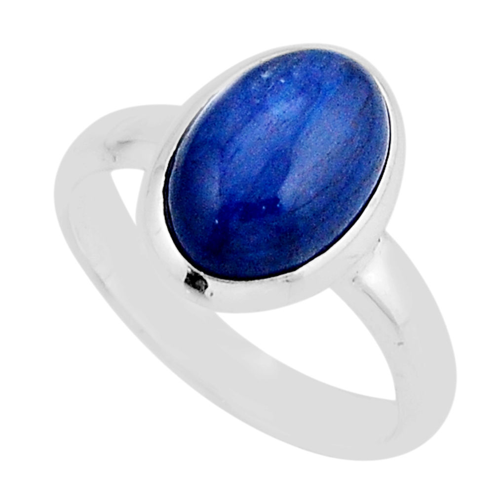 4.10cts solitaire natural blue kyanite 925 sterling silver ring size 6.5 y64850