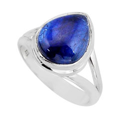 5.07cts solitaire natural blue kyanite 925 sterling silver ring size 6.5 y67678