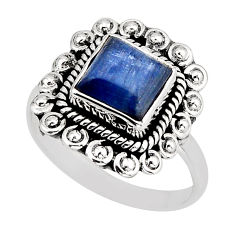 3.25cts solitaire natural blue kyanite 925 sterling silver ring size 8.5 y75141