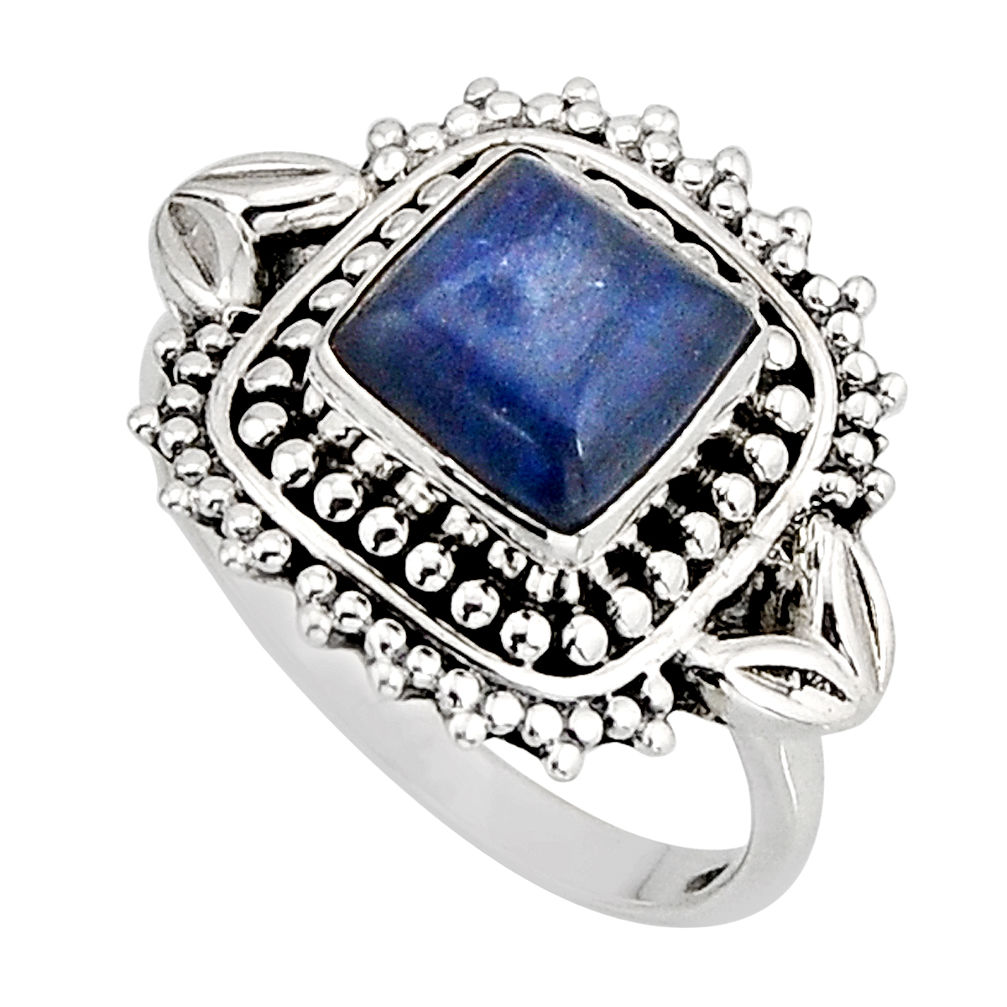 3.11cts solitaire natural blue kyanite 925 sterling silver ring size 7.5 y75144