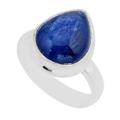 4.93cts solitaire natural blue kyanite pear sterling silver ring size 5 y72053