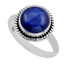 5.11cts solitaire natural blue kyanite round sterling silver ring size 8 y82877