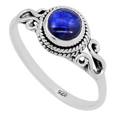 0.99cts solitaire natural blue kyanite round sterling silver ring size 9 n40775
