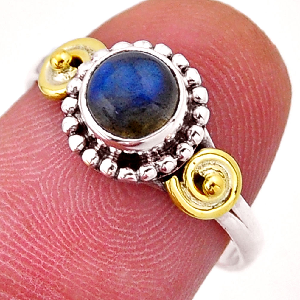 1.03cts solitaire natural blue labradorite 925 silver gold ring size 7 n53979