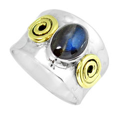 2.74cts solitaire natural blue labradorite 925 silver gold ring size 7.5 y16565