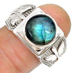 5.90cts solitaire natural blue labradorite 925 silver mens ring size 11 u71876