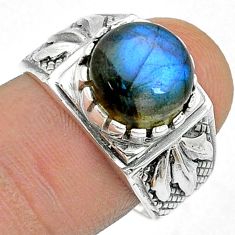 5.31cts solitaire natural blue labradorite 925 silver mens ring size 9 u71958