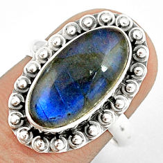 7.63cts solitaire natural blue labradorite 925 silver ring jewelry size 7 u27784