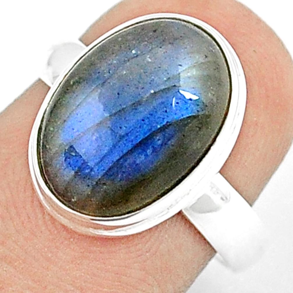 5.50cts solitaire natural blue labradorite 925 silver ring jewelry size 7 u27874