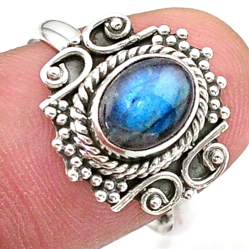 2.09cts solitaire natural blue labradorite 925 silver ring jewelry size 8 t27620