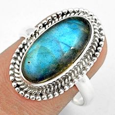 7.13cts solitaire natural blue labradorite 925 silver ring jewelry size 8 u27782