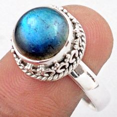 5.53cts solitaire natural blue labradorite 925 silver ring jewelry size 9 t81701