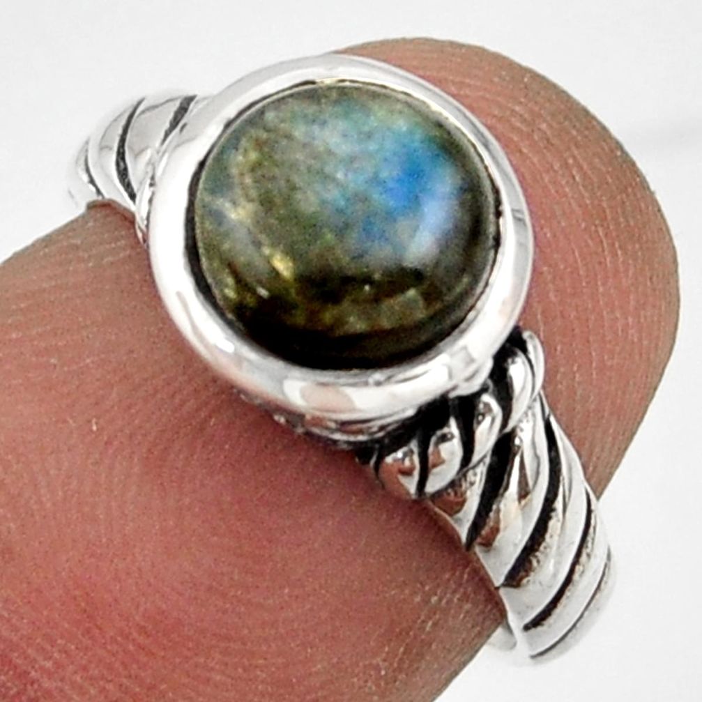 2.72cts solitaire natural blue labradorite 925 silver ring size 5.5 r41971