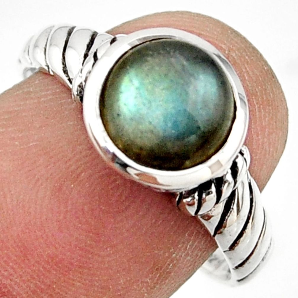 3.03cts solitaire natural blue labradorite 925 silver ring size 8.5 r41978