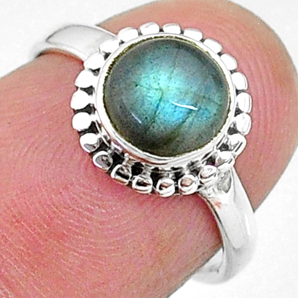 2.68cts solitaire natural blue labradorite 925 silver ring size 5 t11291