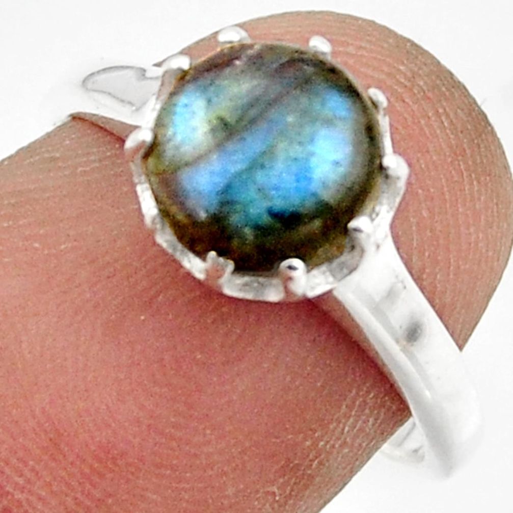 2.71cts solitaire natural blue labradorite 925 silver ring size 7 r41972