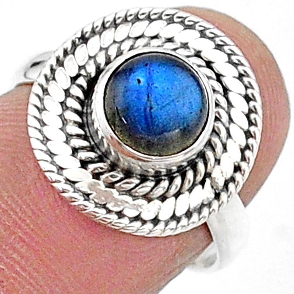 2.41cts solitaire natural blue labradorite 925 silver ring size 7 t15717