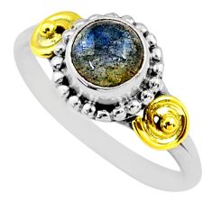 1.21cts solitaire natural blue labradorite 925 silver ring size 7 t79349