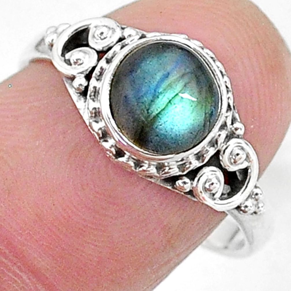 2.43cts solitaire natural blue labradorite 925 silver ring size 8 t11278