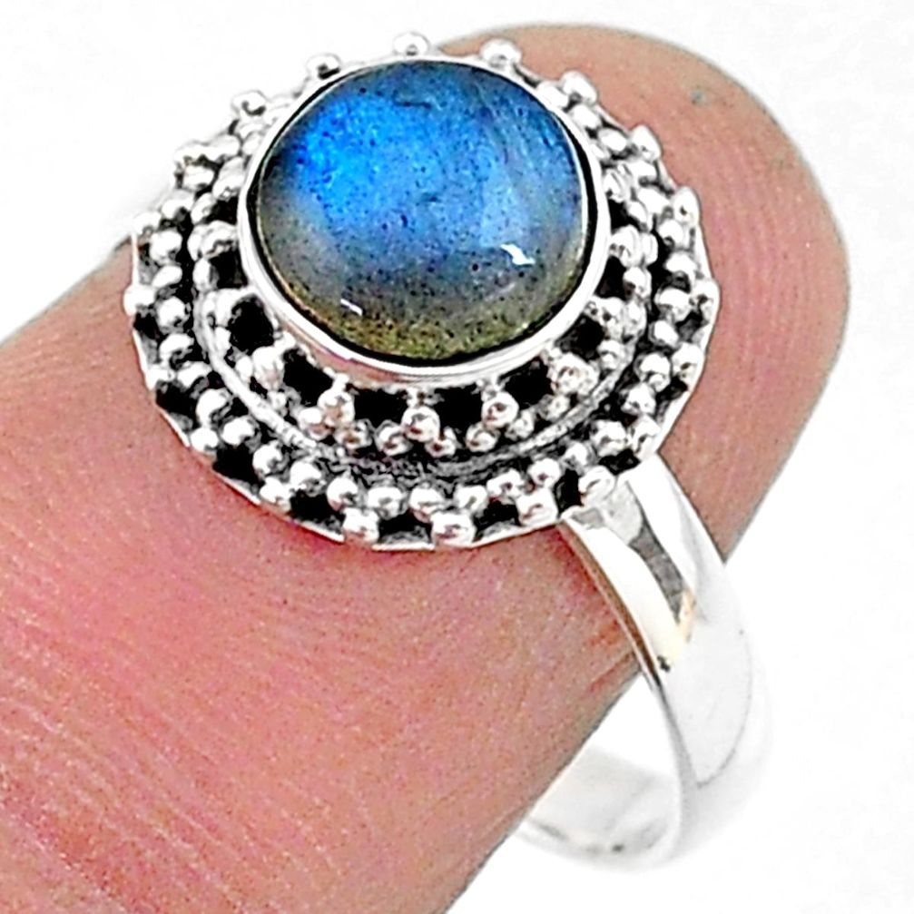 2.70cts solitaire natural blue labradorite 925 silver ring size 8 t15759