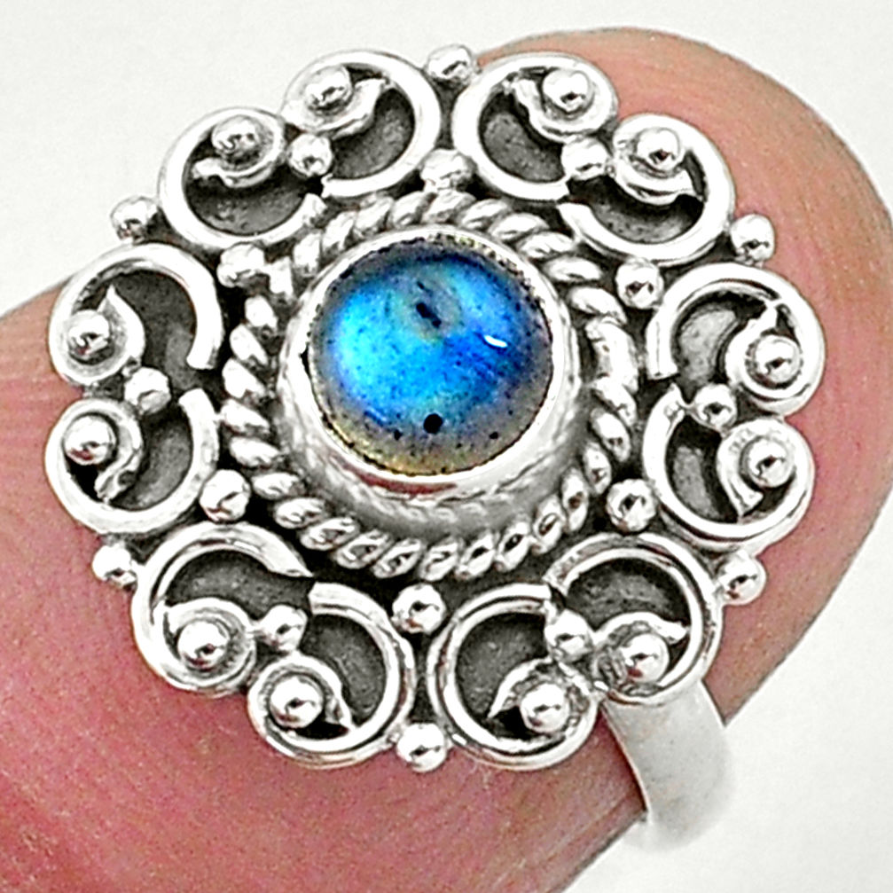 0.76cts solitaire natural blue labradorite 925 sterling silver ring size 5 t3651
