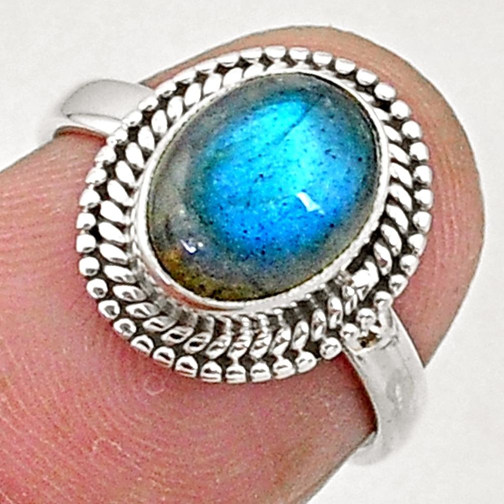 2.87cts solitaire natural blue labradorite 925 sterling silver ring size 5 t5079