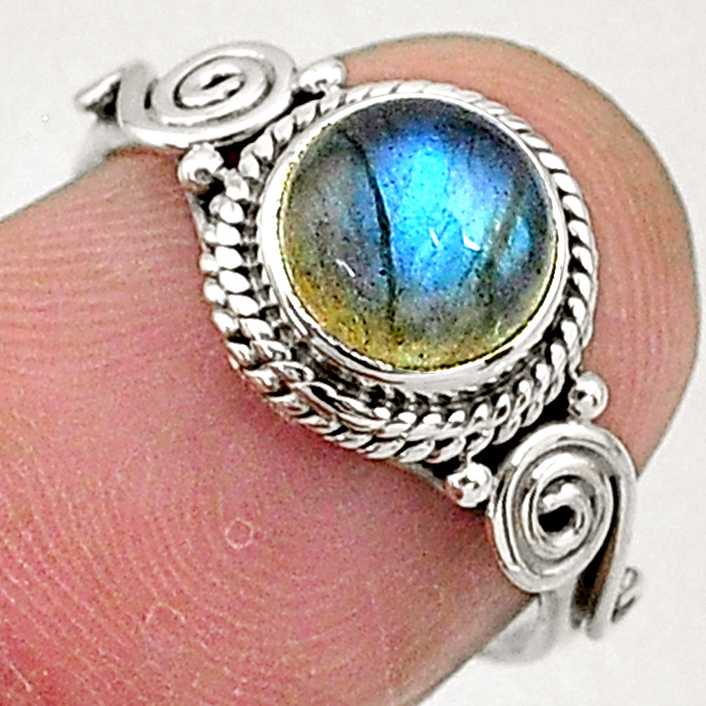 2.42cts solitaire natural blue labradorite 925 sterling silver ring size 6 t5041