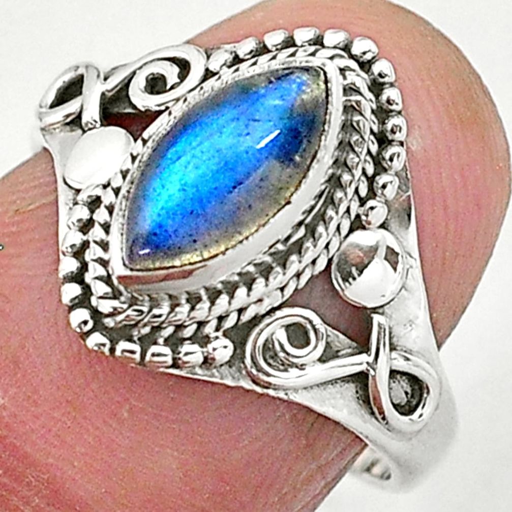 2.43cts solitaire natural blue labradorite 925 sterling silver ring size 7 t3653